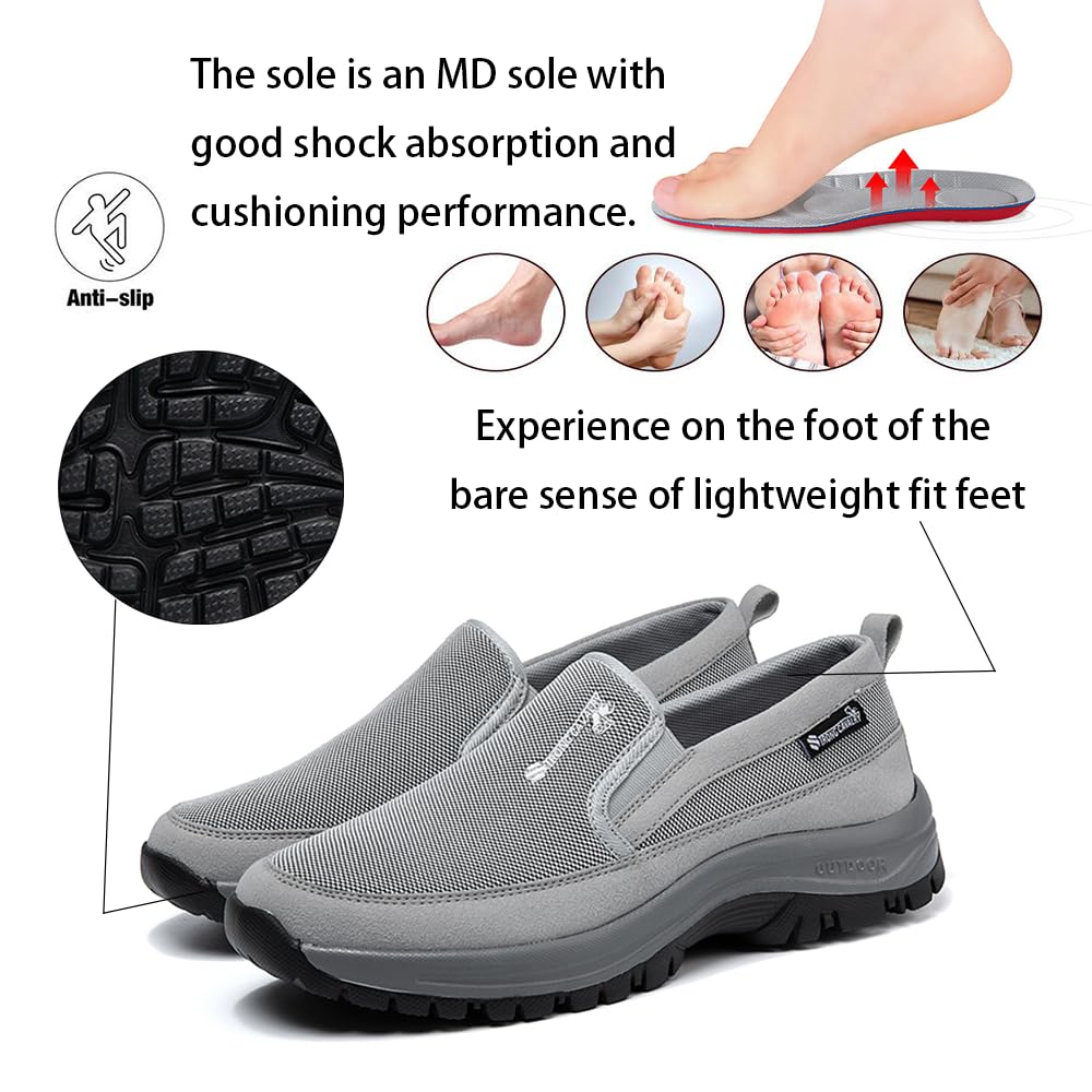 Wanderschuhe Herren Orthopädische Schuhe Atmungsaktiv Freizeitschuhe Slip-on rutschfeste Leicht Sportschuhe Stoßdämpfung