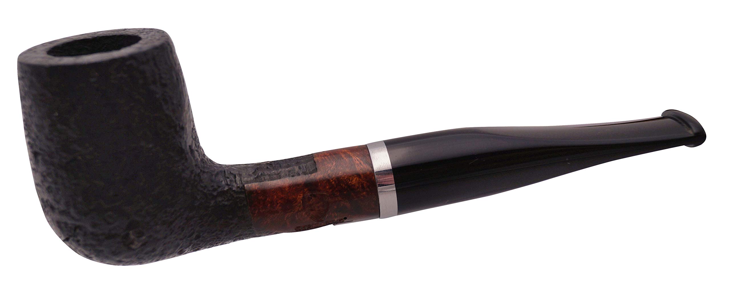 GERMANUS Pfeife Set, Billiard 153 - Made in Italy - gerade Sand Schwarz im Set mit Pfeifentasche, Pfeifenbesteck, Pfeifenreiniger, Filter