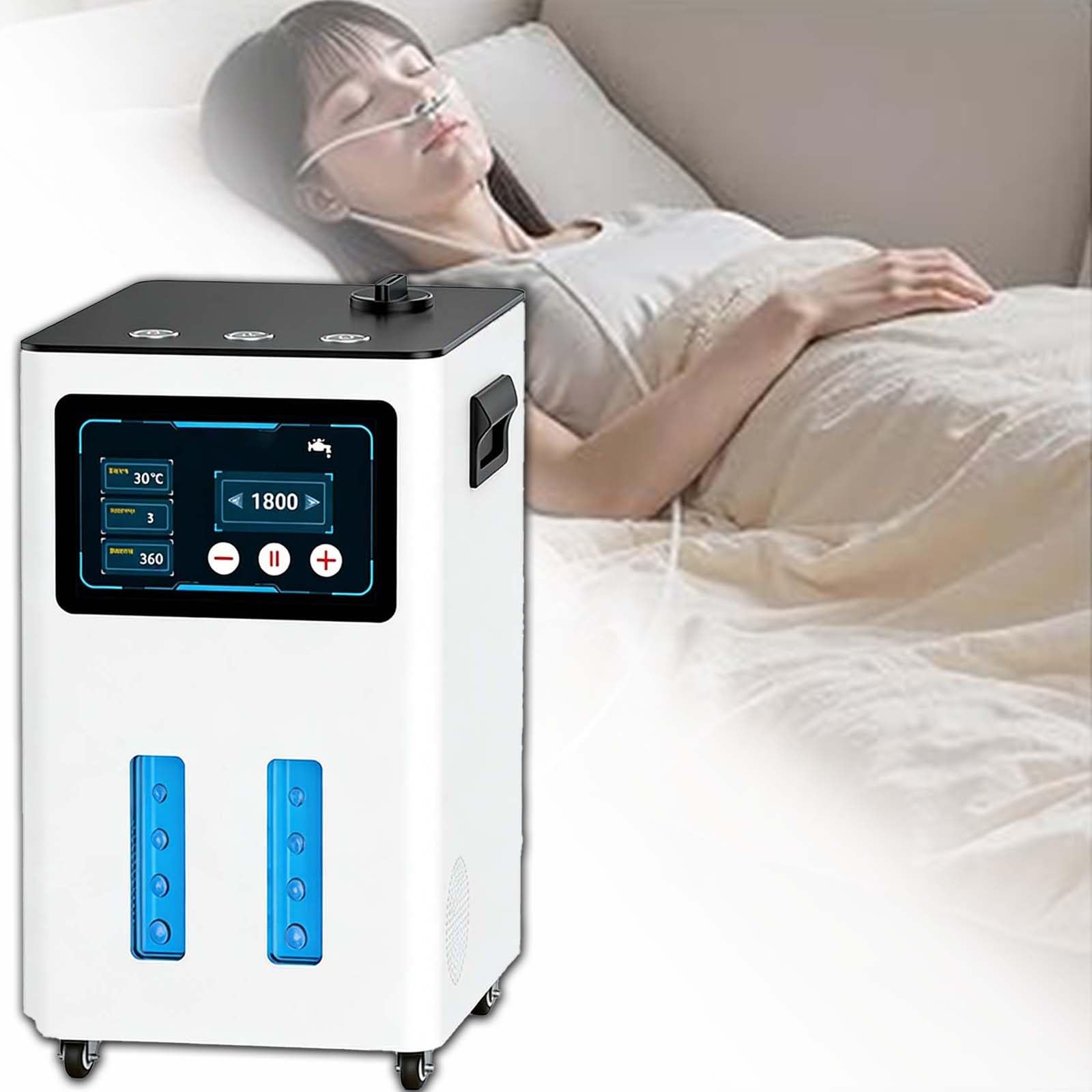 Urządzenie Do Inhalacji Wodorem O Czystości 99,99%, Generator Wody Wodorowej Z 7-Stopniowym Systemem Separacji Gazu I Wody Separacja, Wieloportowy Inhalator H2, 900-4200 Ml/Min(White,1200ml/min)