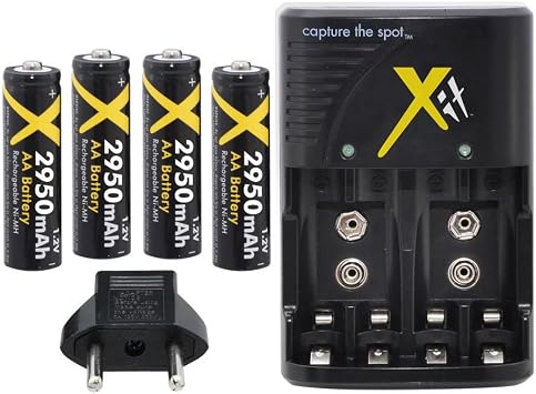 Xit XTCH2950 4 AA Rechargeable Batteries with Charger 2950mAh Black