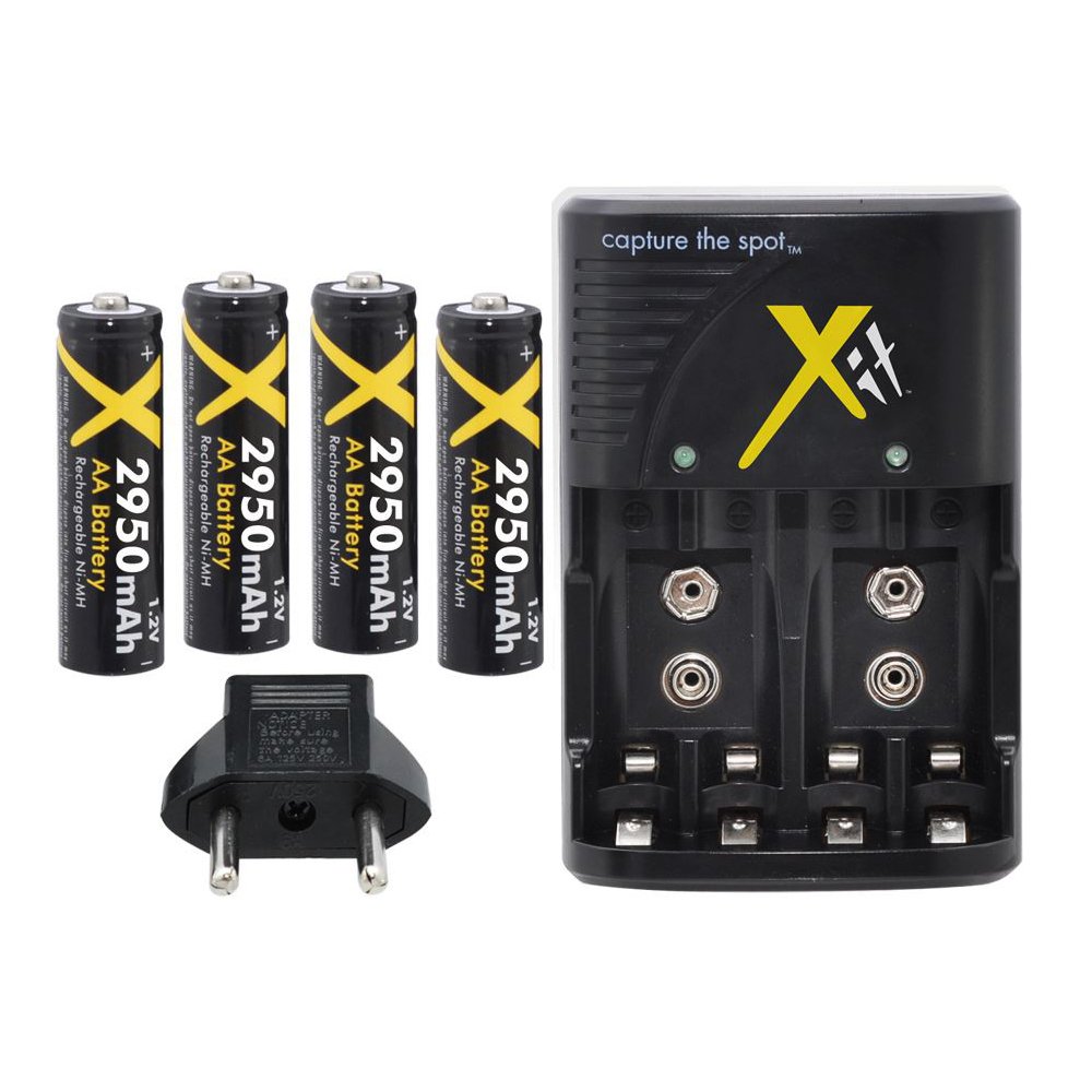 Xit XTCH2950 4 AA Rechargeable Batteries with Charger 2950mAh (Black)