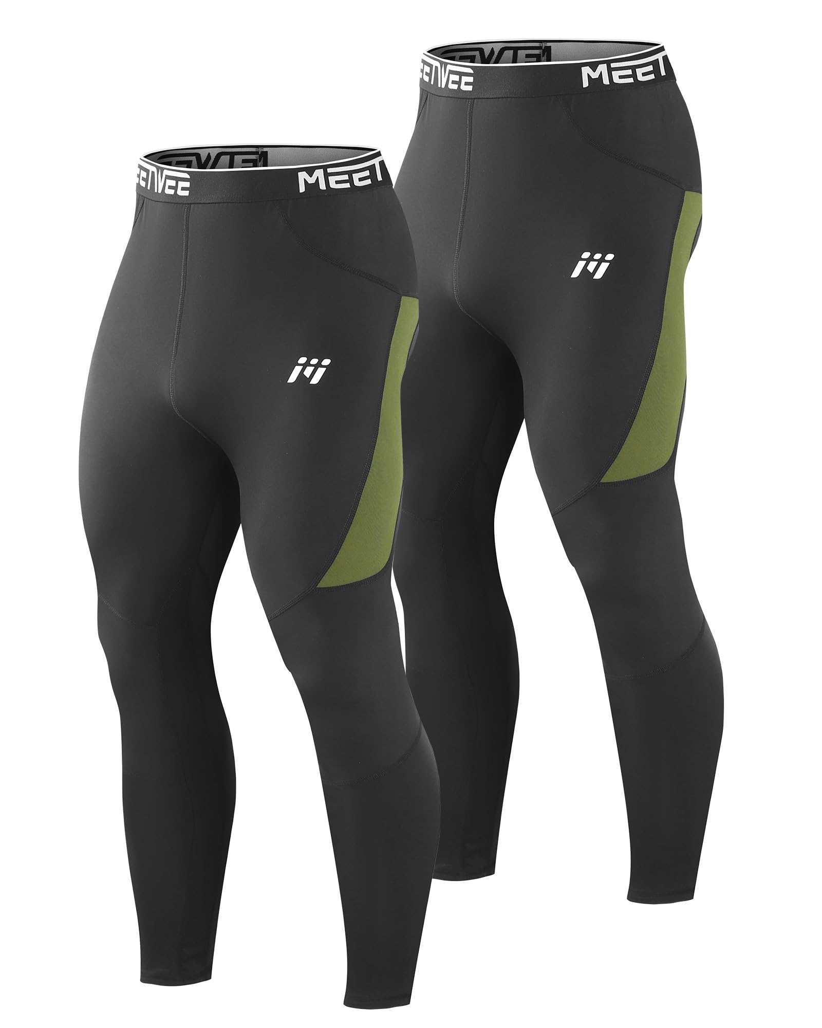 MEETWEE Pantalon Thermique Homme sous-vêtement Hiver Doublé Polaire Base Layer pour Ski et Randonnée