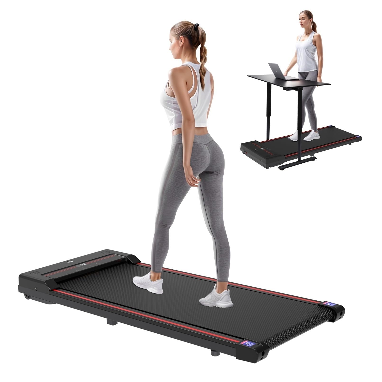 Sperax Walking Pad Treadmill,Under Desk Treadmill,2.5HP Treadmills for Home,3 in 1 Portable Walking Pad,320 Lb Capacity,No Assembly,Remote Control & LED Display