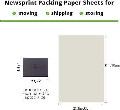 21" X 13" Packing Paper Sheets For Moving Supplies, Newsprint Wrapping Paper For Protecting Fragile Items Shipping, Moving Dishes Glasses Box Filler (About 1LB,54 Sheets