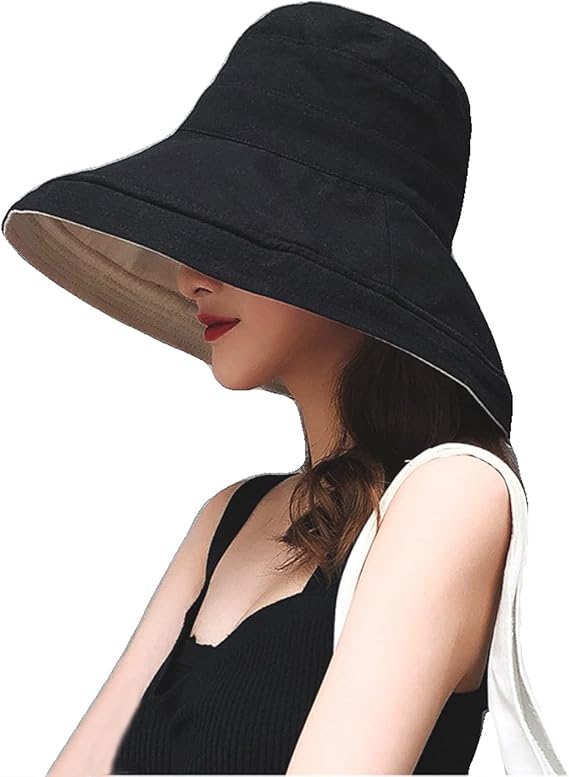 Amazon Co Jp Lighsele Uvカット帽子 レディース つば広 ハット 紫外線対策 綿麻 吸汗通気 日焼け防止 折りたたみ 両面使える あご紐付き 女優帽 携帯便利 軽量 旅行 アウトドア 自転車用 ファッション ブラック ファッション