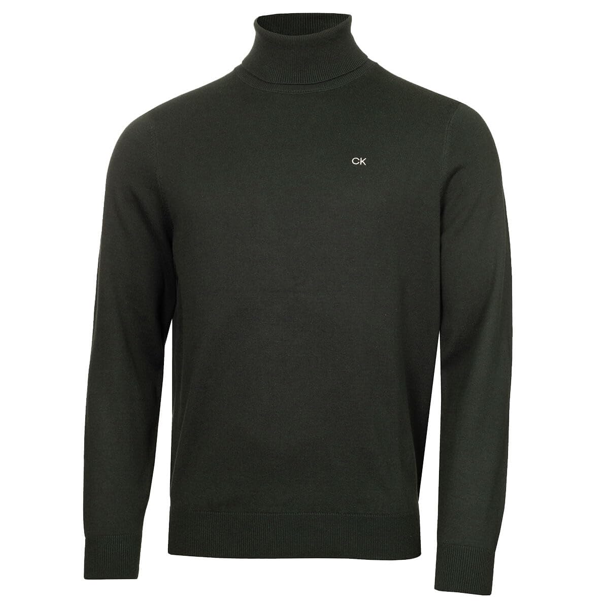 Calvin Klein Mens CK Roll Neck Rib Knit Sweater - Forest - S