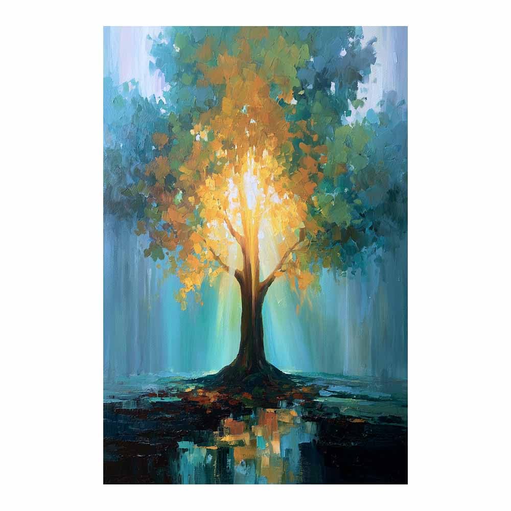 XENIOU Tree Canvas Wall Art Luxury metallic tree canvas painting wall art, Living Room Bedroom Hallway Stairs Decoration.(Multicolor)-70x100cm Unframed