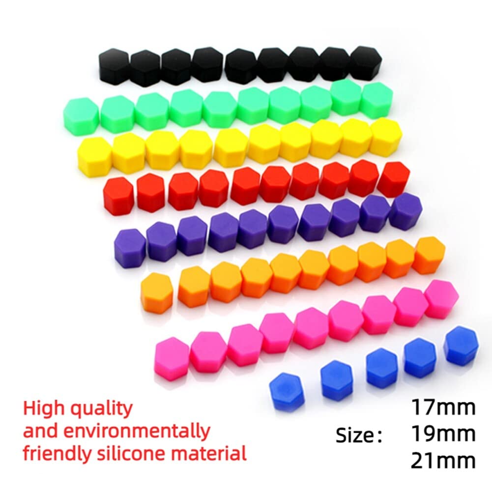 20 Pack Lug Nut Cover | Flexible Fit Wheel Lug Nut Cap | Fits 21 mm | Deluxe Extractor Car Hex Hexagonal Tire Covers Tyre Screw Cap Silicone Bolt Nut Cap (Red)