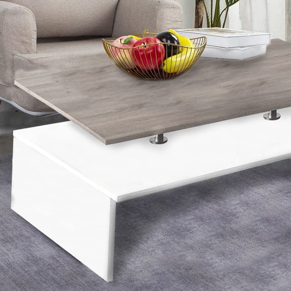 Tavolino Da Caff&egrave; Moderno Con Ripiano Portariviste - Legno 59x36x38cm, Bianco