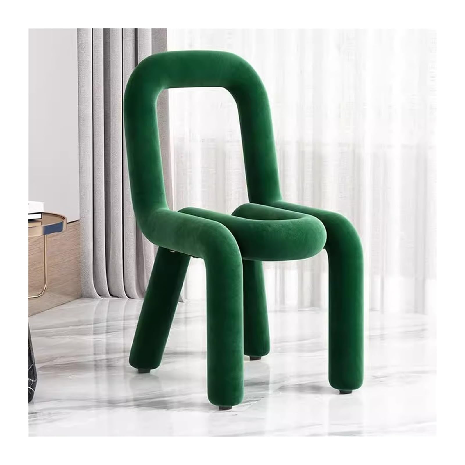 PHLEPS Shaped Vanity Stool, Upholstered Backless Pouf Makeup Stool Creative Dressing Table Stool Household Balcony Leisure Chairs for Makeup Room Or Living Room, Bedroom (Color : Dark Green, Size :