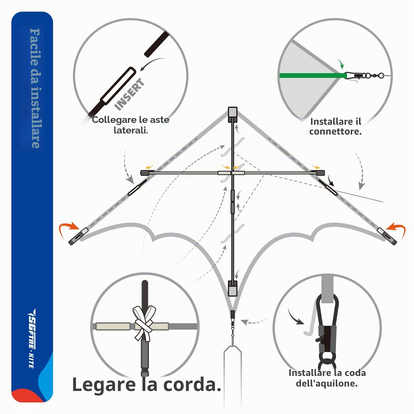 SGftre Aquilone delta blu grande per bambini e adulti, estremamente facile da far volare per principianti, aquiloni per gite in spiaggia, parco attività all'aperto in famiglia