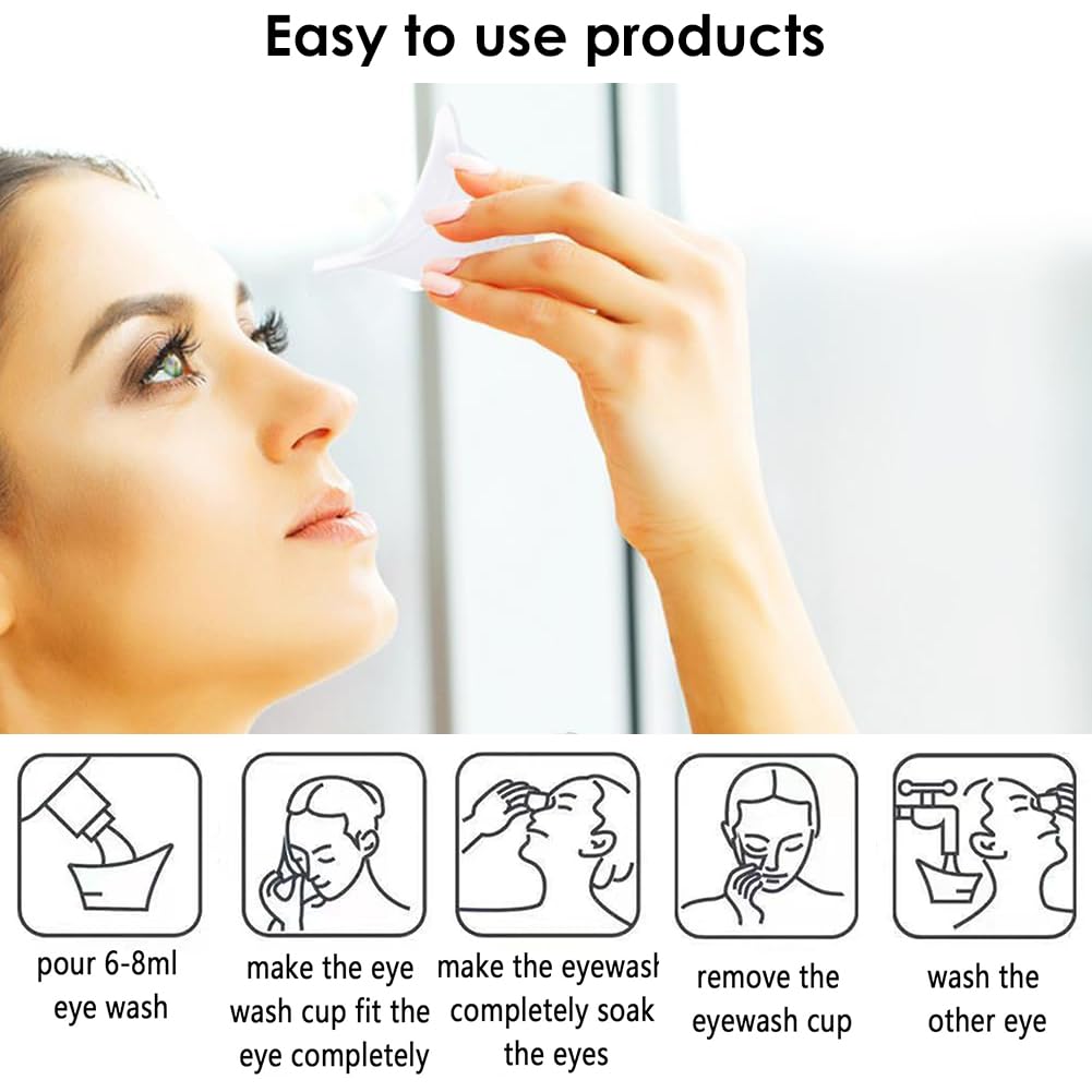 Tazza da Bagno in Silicone per Occhi Portatile - Morbida e Riutilizzabile per Lavaggio Oculare, Non Sterile, 8ml, 4 Pezzi