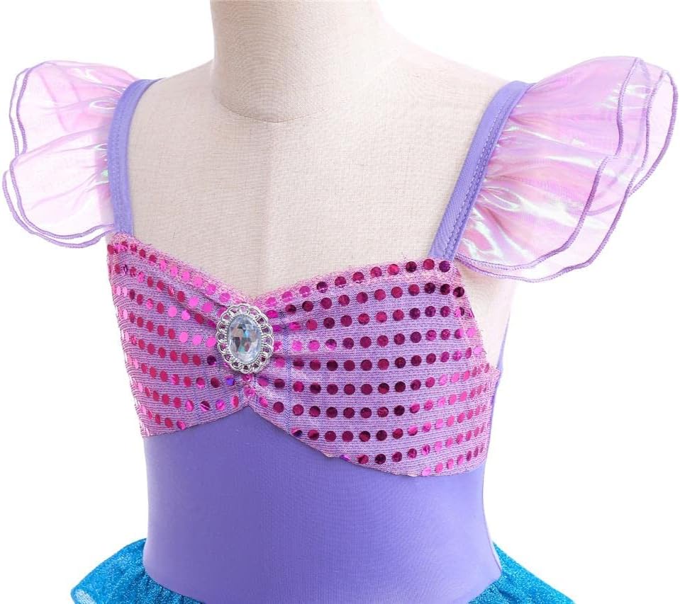 Dressy Daisy Shimmery Princess Mermaid Fancy Dress Birthday Party Costume for Toddler Little Girls Size 2T to 10