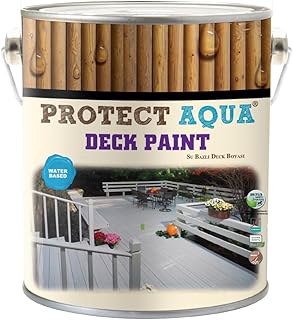 Protect Aqua Deck Paint - 1.3 Gallon White Wood Paint, Fence Paint Water...