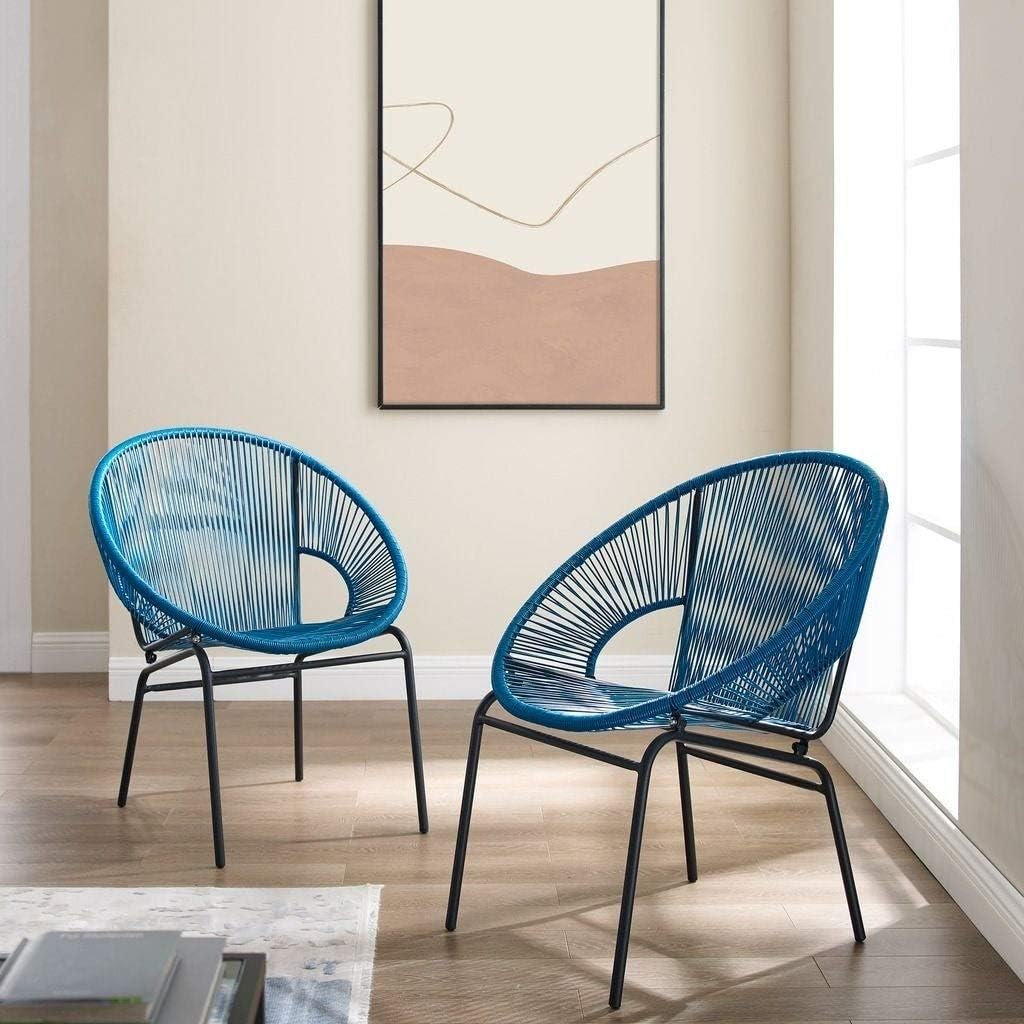 Corvus Sarcelles Woven Wicker Patio Chairs (Set of 2)