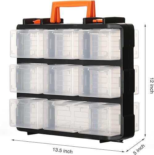 Miniatura 7 de MIXPOWER Caja de herramientas de 16 secciones desmontables de 13.5 pulgadas, caja de herramientas extraíble, doble cara, excelente caja para
