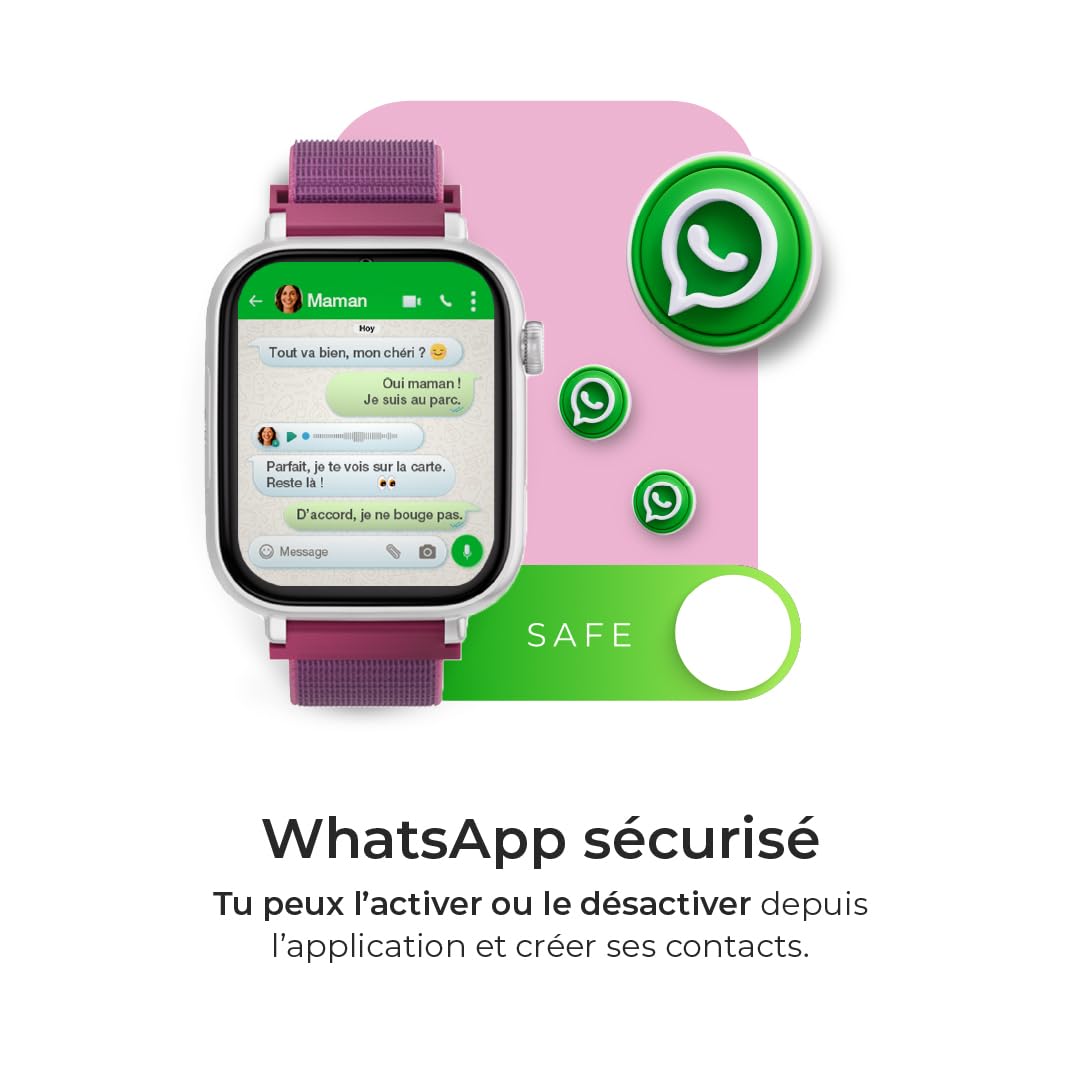 SaveFamily SaveWatch Plus 4G | Montre Connectée pour Enfants avec GPS, Appels, Vidéo, Whatsapp, Musique, Bluetooth et App Store | Carte SIM Incluse - Cadran Noir et Bracelet en Silicone Noir