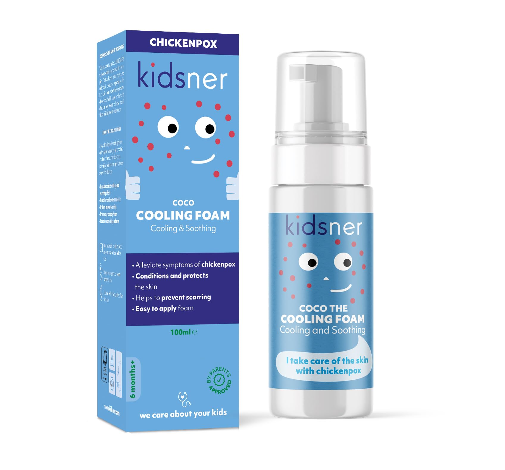 Coco - The Cooling Foam for Chickenpox, Child Friendly Direct Cooling and Soothing Effect, Relieve Symptoms and Itch of Chickenpox, Natural Ingredients, 100ml