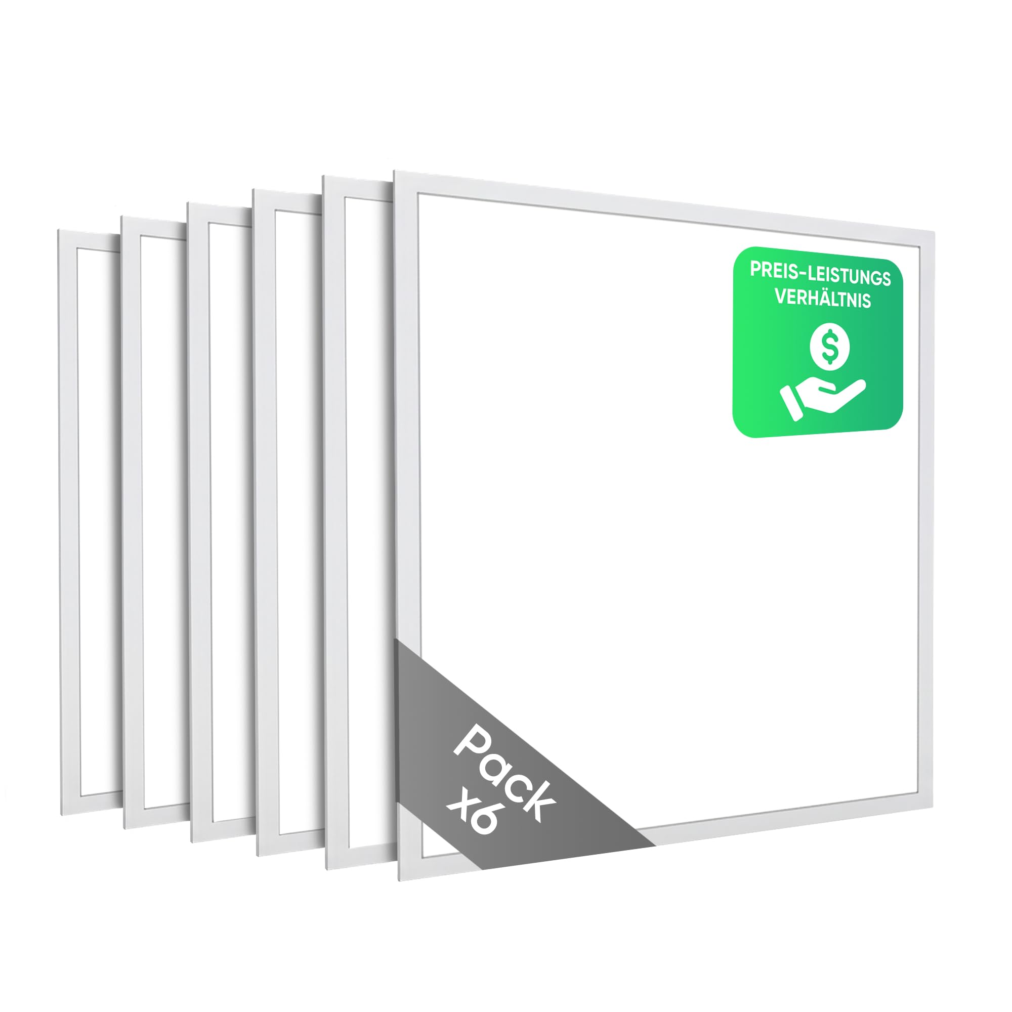 LECOM 6er Set LED Panel 62x62 cm Neutralweiß 4000K - 4000lm Deckenleuchte - Flimmerfreie Rasterleuchte für Einbau - Bürolampe - Ideal für Gewerbe, Büro, Praxis & Verkaufsräume