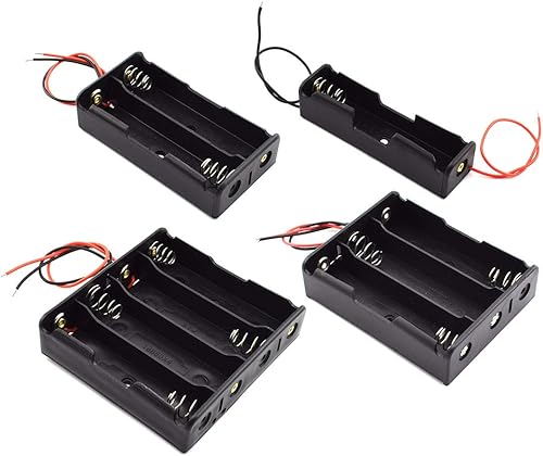 SDTC Tech Paquete de 8 soportes de batería 18650 con cables de cable serie 1234 x 3.7V Circuito negro kit de caja de batería de plástico (2 por