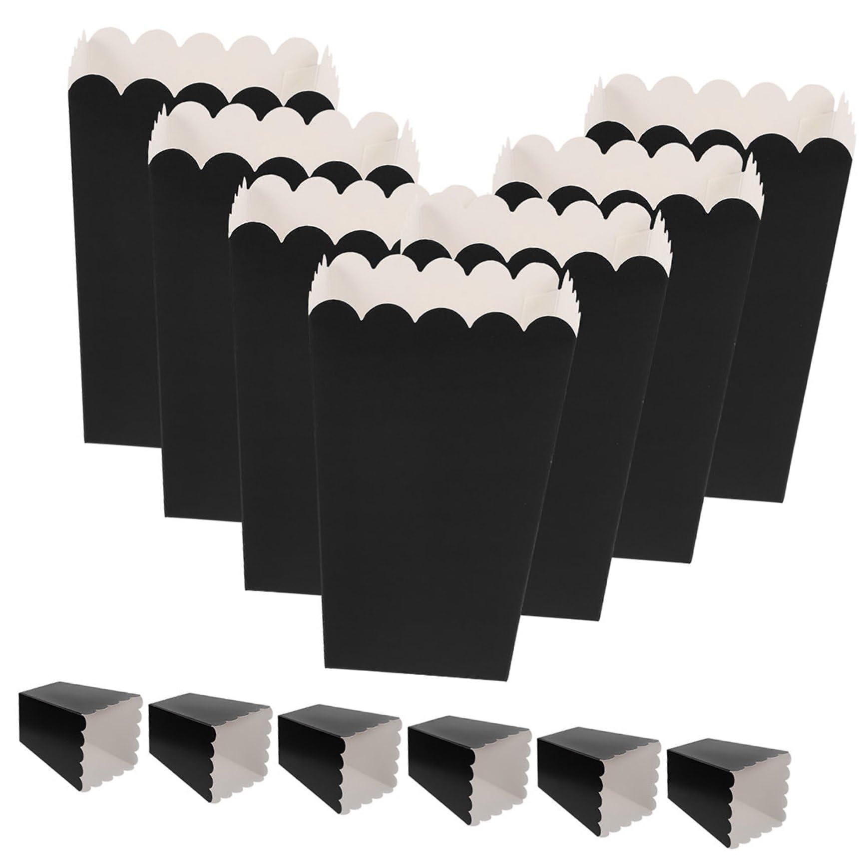 Hemobllo Scatole per Pop Corn in Cartone Bianco 100 Pezzi Nere