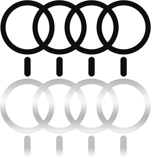 Paquete de 8 anillos universales de metal compatibles con cargador inalámbrico magnético MagSafe para iPhone 15, 14, 13, anillos adhesivos