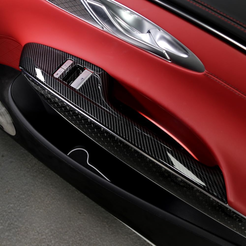 Cnaurda Car Interior Window Switch Panel Cover, Door Window Control Panel Cove, Door Lock Switch Trim Compatible with Genesis GV70 2022-2025 Interior Accessories (Carbon Fiber Pattern)