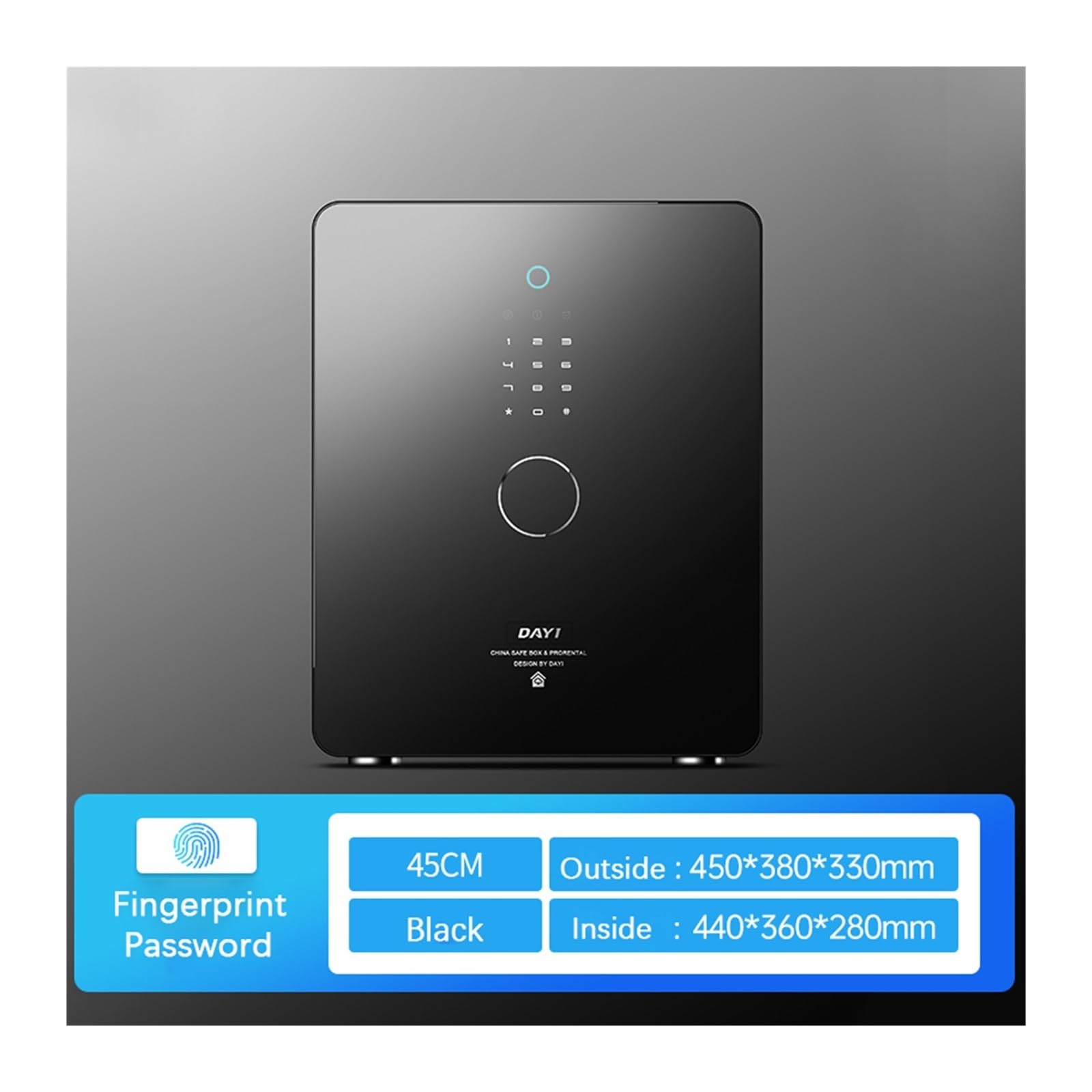 Smart Safe Box - Caja fuerte de acero de alta seguridad con huellas dactilares y contraseña, diseño de mango oculto para protección de oficina y hogar (negro)