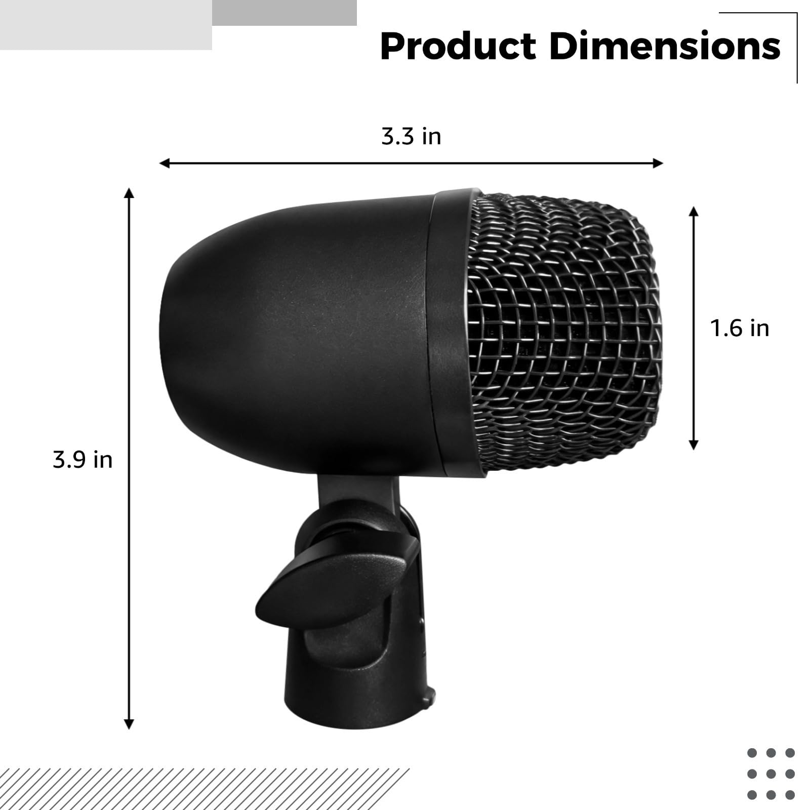 Cardioid Dynamic Kick Drum Mic with Mounting Base for Bass Drums, Ideal for Stage & Recording