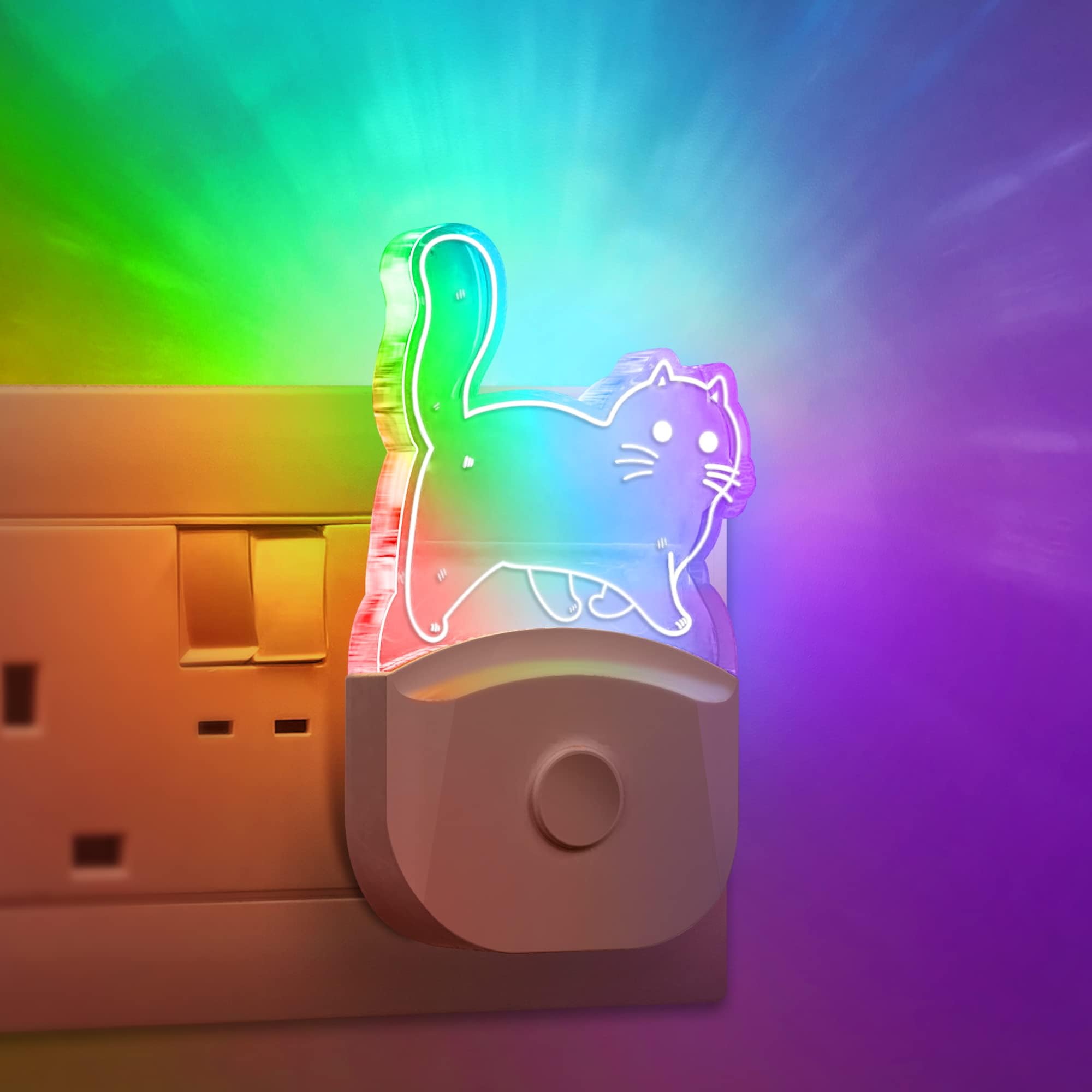 Emeritpro Night Light Plug in Wall, Pretty Cat Night Light Kids, Plug in Night Lighting with 8-Color RGB Mode & Dusk to Dawn Sensor, Ideal for Bedroom Decor Kids Teen Girls Boys Gifts, 2 Pack