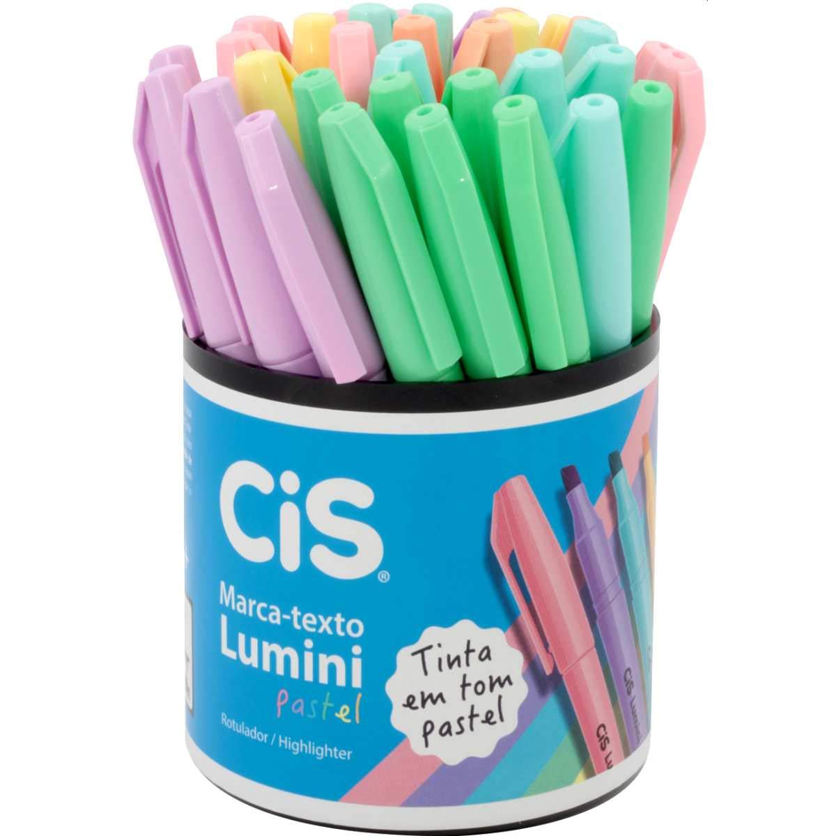 Caneta Marca Texto Cis Lumini Tons Pastel Display Com 36, Sertic