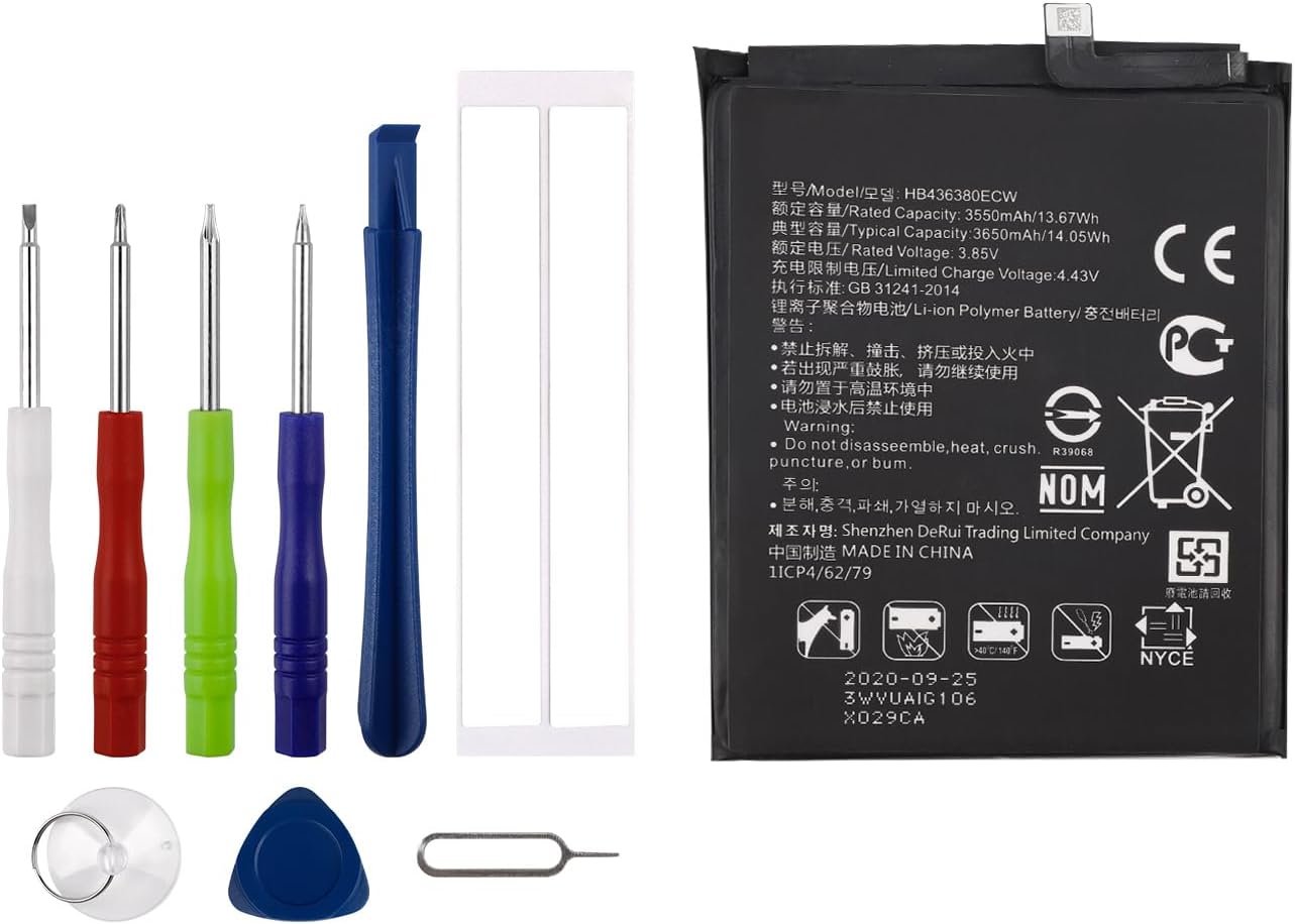Vvsialeek HB436380ECW Replacement Battery Compatible with Huawei P30 ...