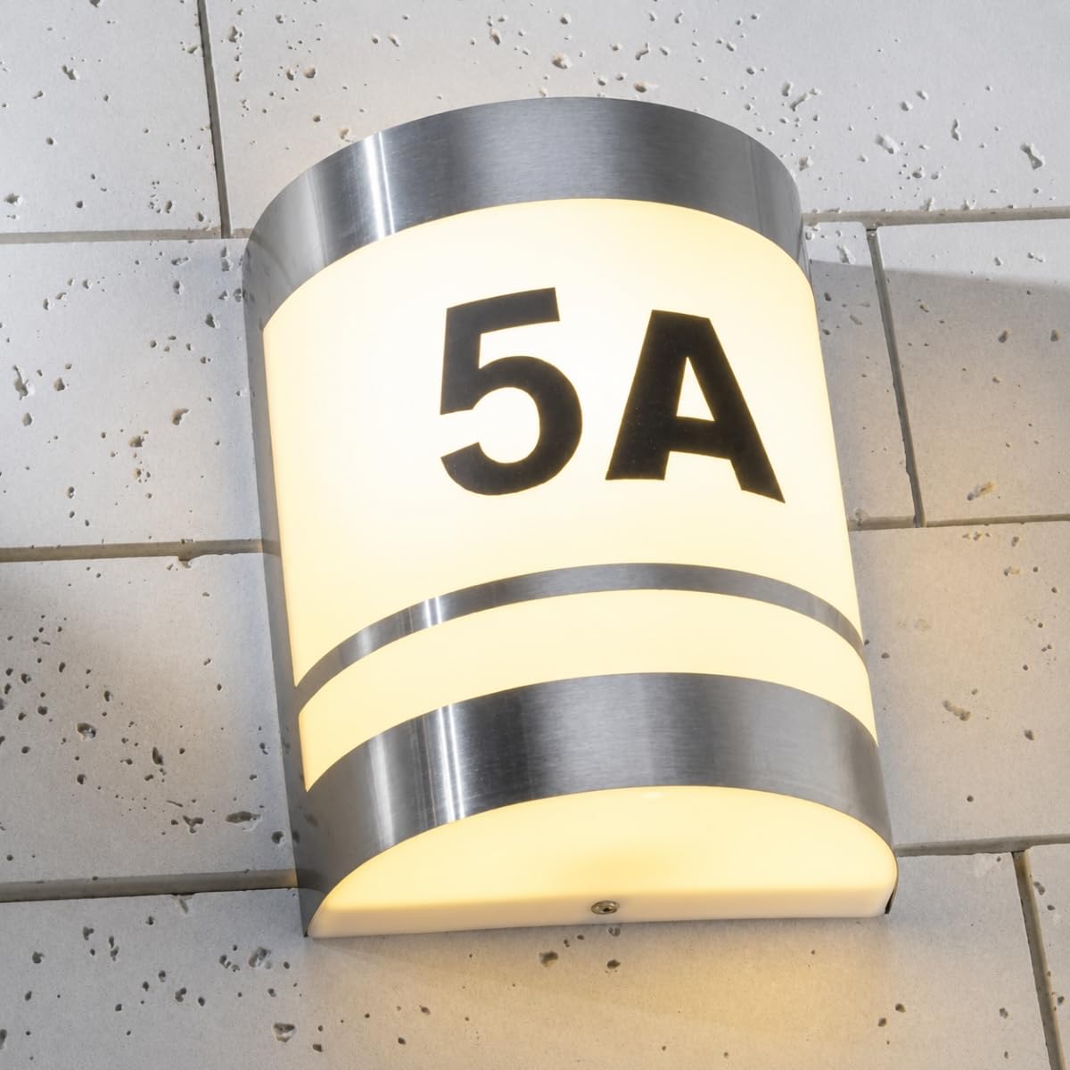 CGC Lighting Outdoor Wall Light Curved Door Number White Garden Lamp Patio Porch Terrace Opal Conservatory Door Semi Circle (Stainless Steel)