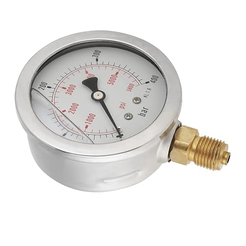 Medidor de presión, 0400BAR 05800PSI G14 2.677 in Dial Medidor de presión hidráulica Medidor de presión de aire Manómetro Manómetro Presión,