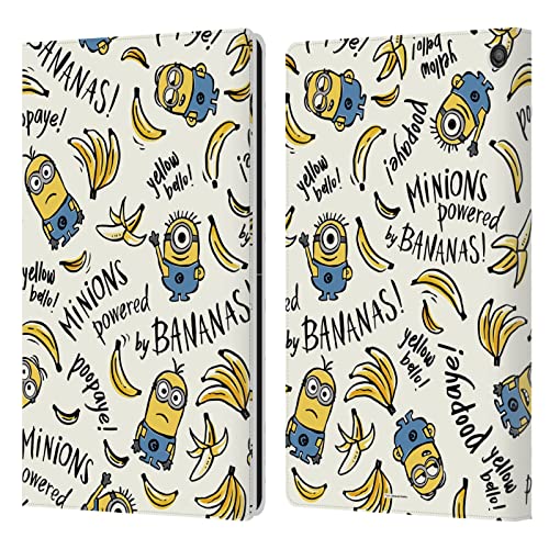 Head Case Designs Licenciado Oficialmente Despicable Me Patrón de garabatos de plátano. Gráficos Minion Carcasa de Cuero Tipo Libro Compatible con Amazon Fire HD 10 (2021) Cover