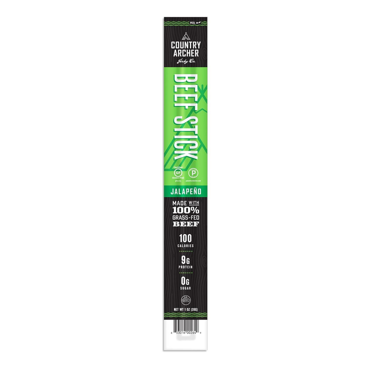 Jalapeno Beef Sticks by Country Archer, 100% Grass-Fed, Certified Keto, Paleo, Gluten Free, 1 Ounce (Pack of 24)