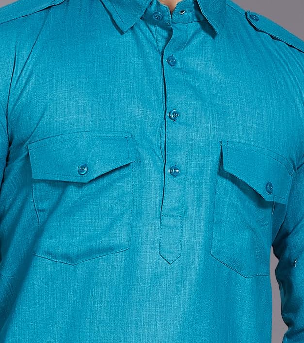 Image of DIVISIVE Men's Cotton Blend Pathani Kurta Pyjama Set