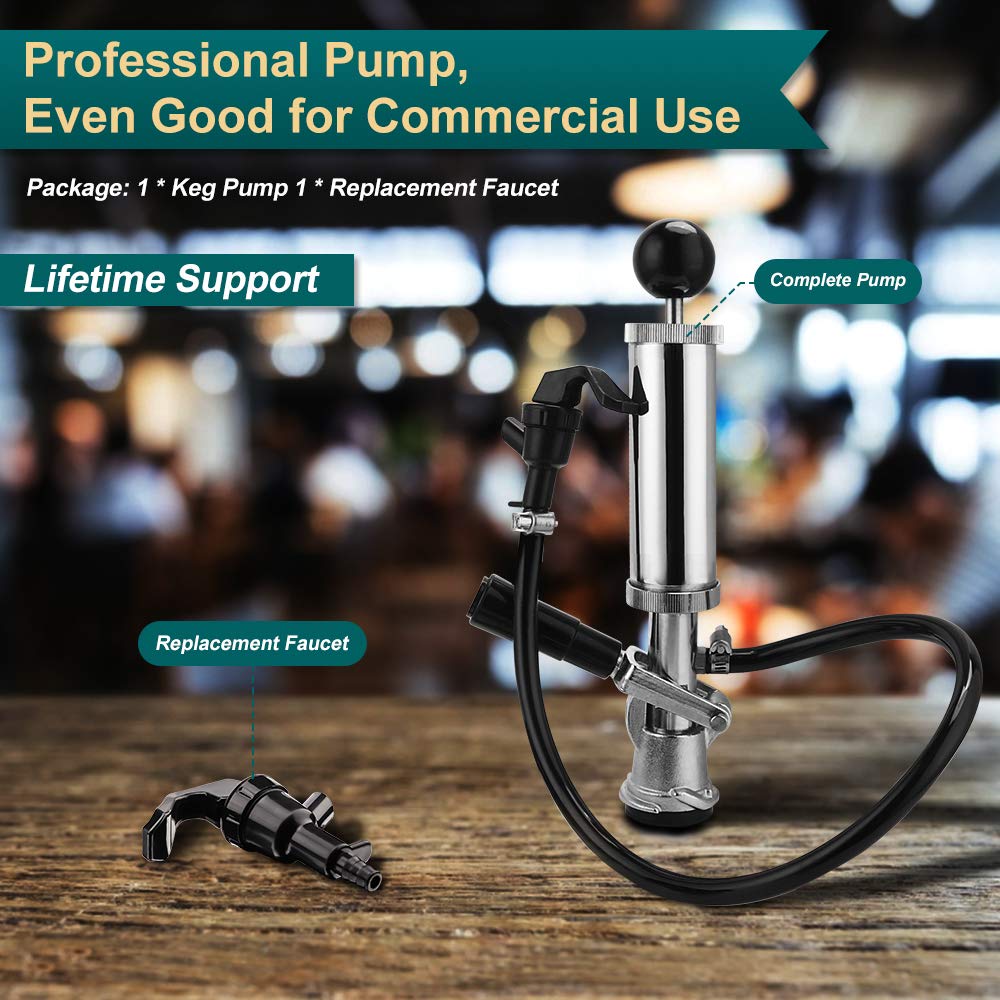 FERRODAY 4" Beer Keg Pump Heavy Duty Complete DSystem Keg Pump US Beer Keg Pump for Sankey Keg