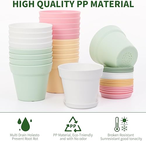 Miniatura 3 de GARDIFE Paquete de 20 macetas de 4 pulgadas, macetas para plantas de interior, macetas, color