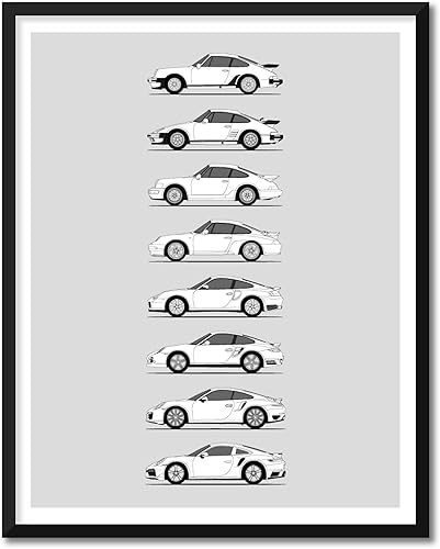 Miniatura 44 de Handmade Poster compatible with Porsche Print Wall Art Handmade Decor of the Best of Porsche Generations History Evolution (8x10" (Unframed) Satin