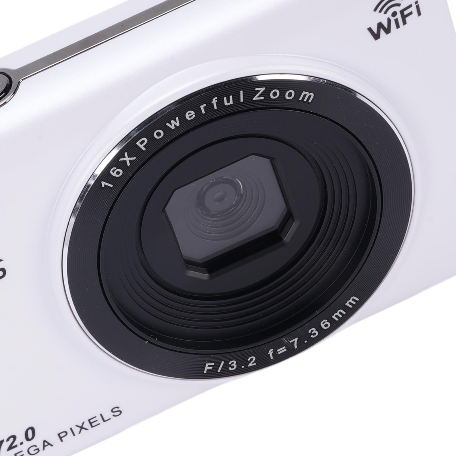 Generic Fotocamera Digitale 5k, Fotocamere Digitali da 72 MP, Schermata LCD da 2,8 Pollici da 2,8 Pollici Afocus con Fotocamera WiFi con Luce Flash per Fotografia di Viaggio (WHITE)