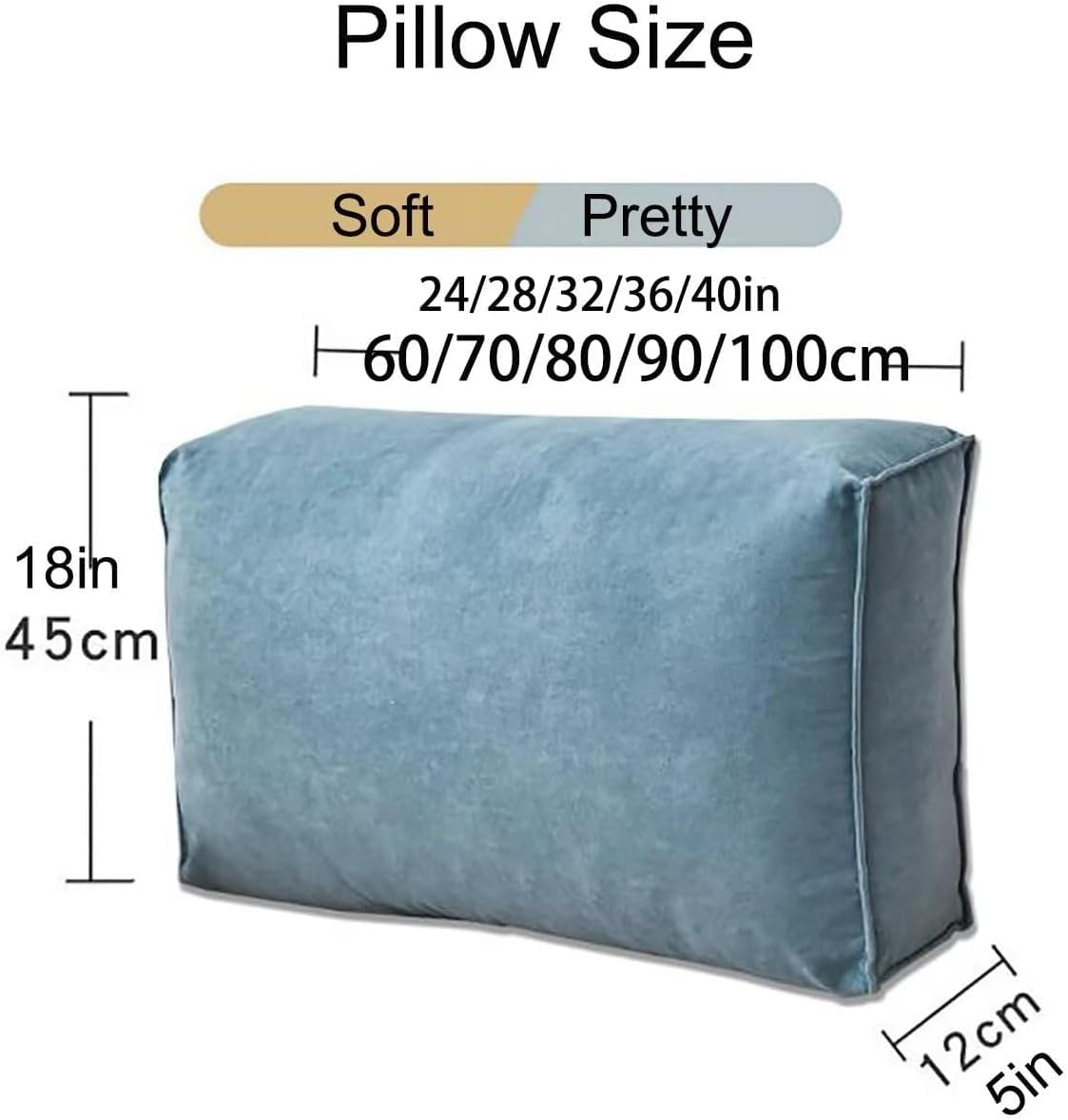 GeRRiT Couchkissen Großes Sofa Rückenkissen Hellgrau 90x12x45cm Lesekissen