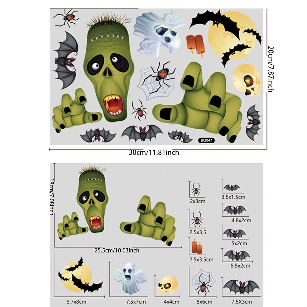 Halloween Window Stickers Decals Decor, Removable Skeleton