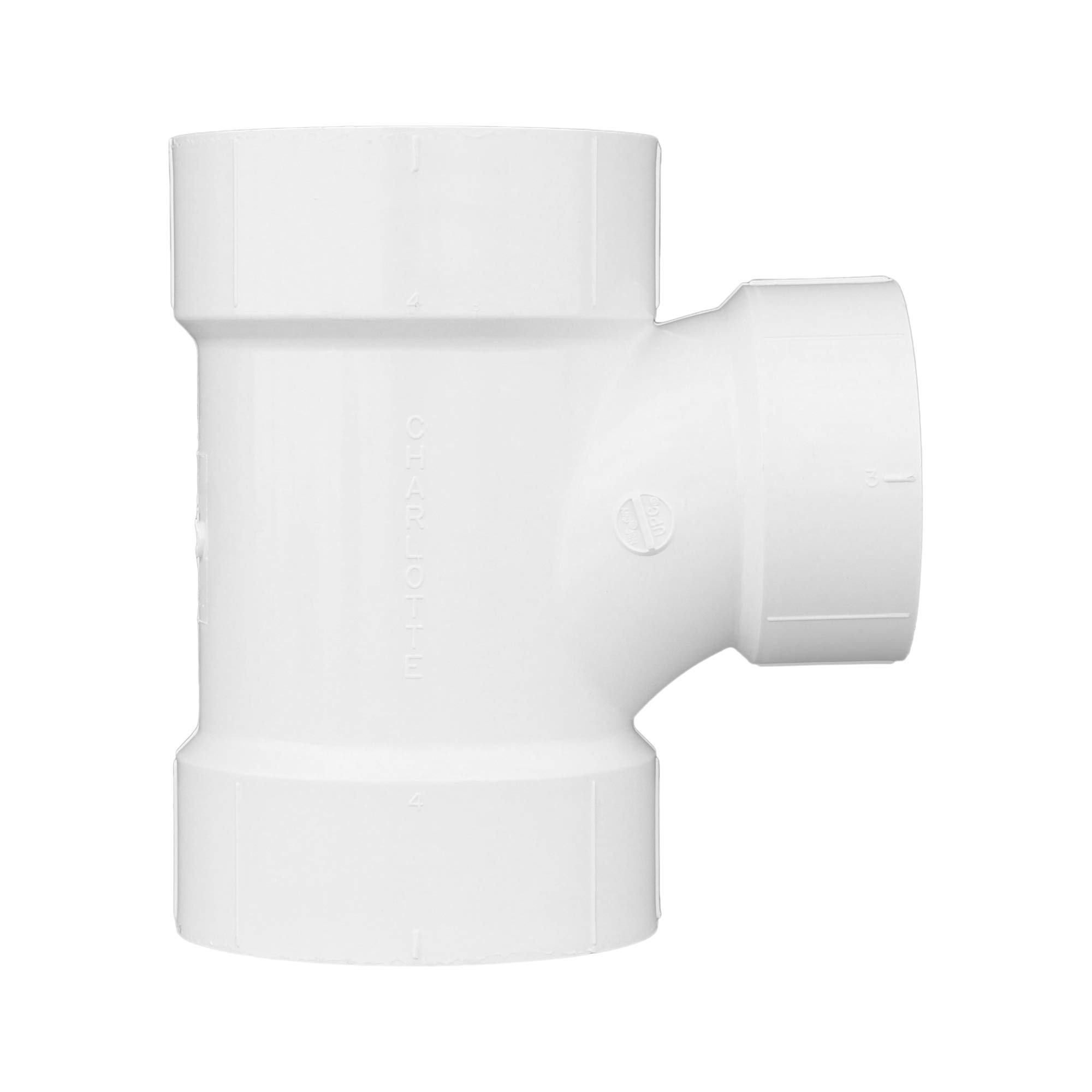 Charlotte Pipe Charlotte PIPE-611942034765-1/PACK 4 x 4 x 3 T Sanitaria Reductora DWV (drenaje, residuos y ventilación) (1 unidad pieza), blanco, 4 x 4 x 3 pulgadas (cada cantidad: 1)