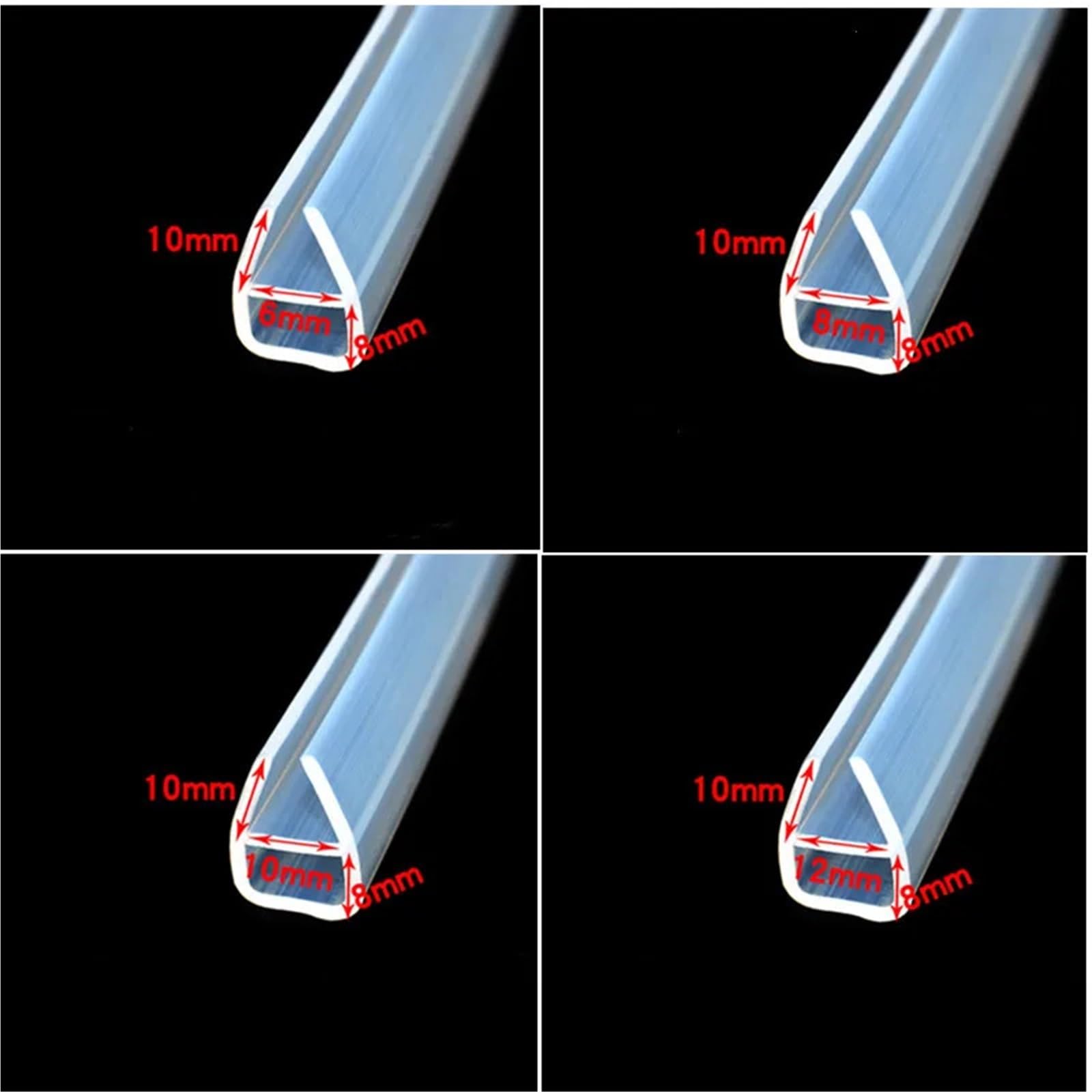 Tira de sellado goma silicona for ventana, tiras for puerta ducha insonorizadas en forma U, accesorios Hardware, 2 uds para Puertas de Cristal(10mm)