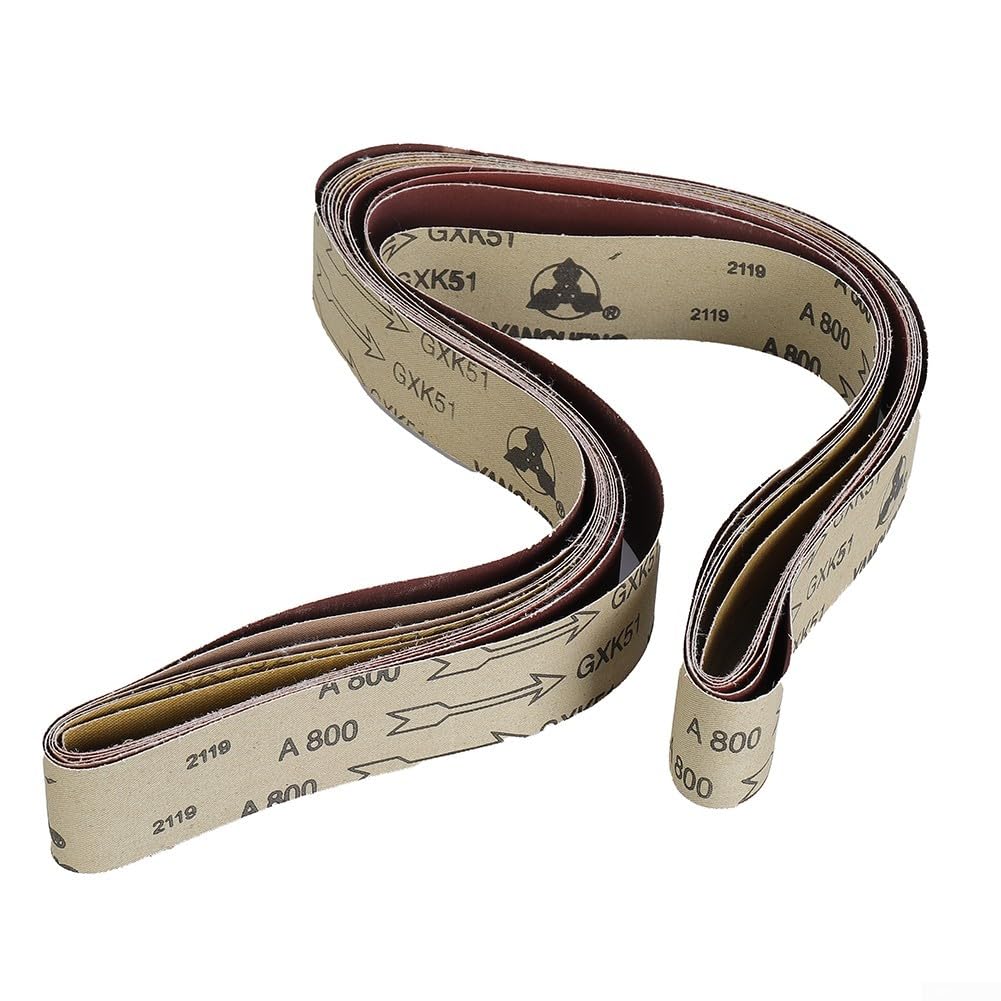 Set di 6 nastri abrasivi per levigatrici a nastro da 2 "x 72" grana in ossido di alluminio 180 240 320 400 600 800 con rivestimento uniforme e durata