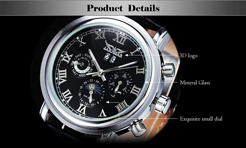 MASTOP Mechanische Herren-Armbanduhr, automatisch, selbstaufziehend, Militär, Skelett, Lederband, analoge Armbanduhr