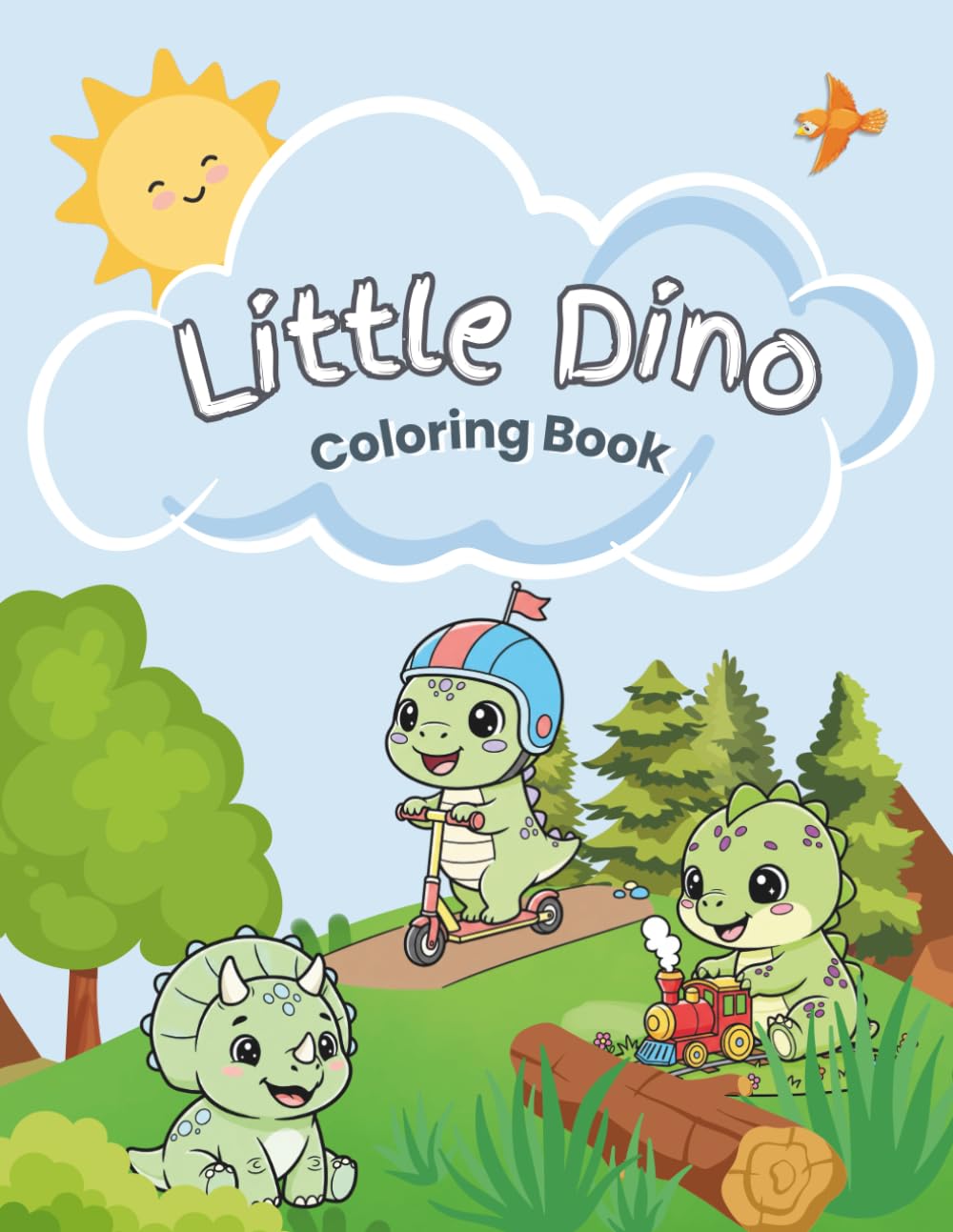 Little Dino Coloring Book: Big, Simple, and Easy Dino Illustrations for Toddlers and Preschoolers Ages 3-5