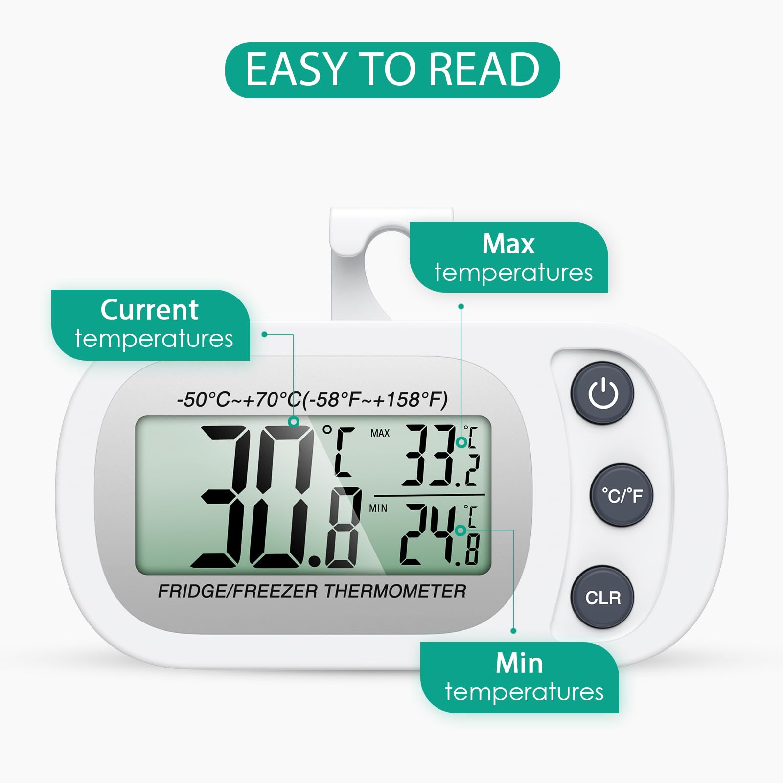 NIKJEBDF Mini-lcd-thermometer, digitale thermometer voor binnen, 8
