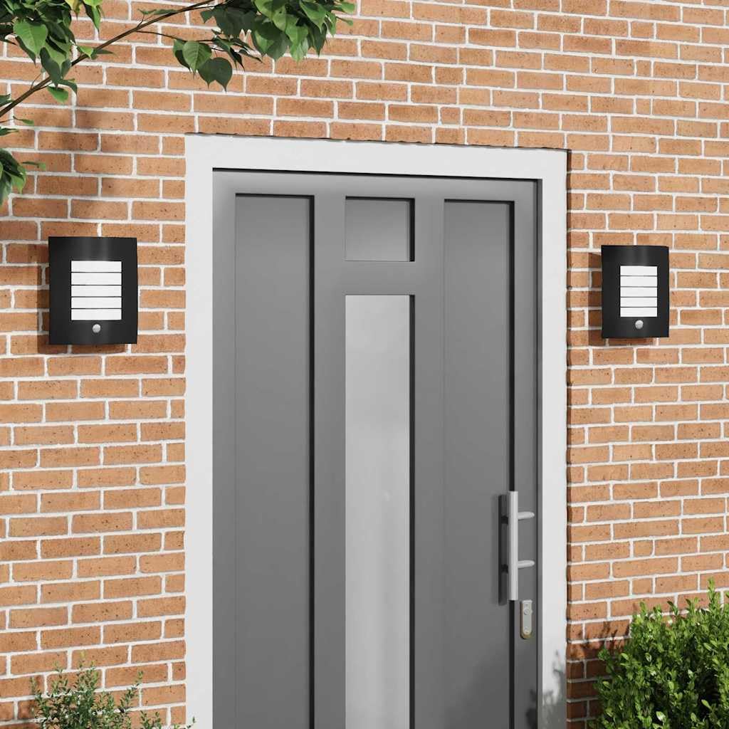 vidaXL Applique Murale Extérieure 2 pcs Noir 23.5 x 9 x 26 cm, Applique murale moderne, éclairage extérieur, design rectangulaire, compatibilité avec ampoule E27